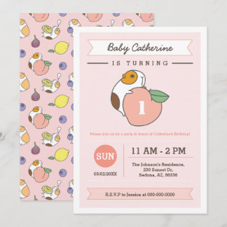 Peach and Guinea pig birthday Invitation