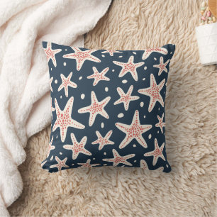 Peach and Ivory Starfish  Throw Pillow