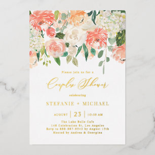 Peach and Ivory Watercolor Flowers Couples Shower