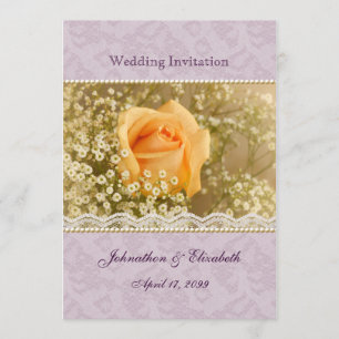Peach And Lavender Rose Wedding Invitation