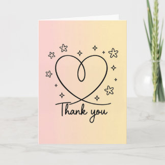 Peach and lemon shaded Thank you design Card