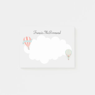 Peach and Mint Vintage Hot Air Balloon Personalize Post-it Notes