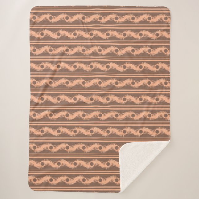 Peach and Mocha Spiral Pattern Sherpa Blanket (Front)