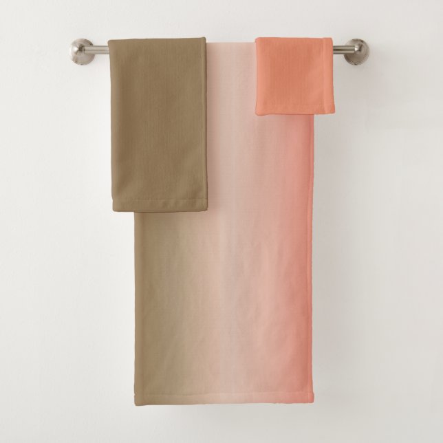 peach and olive streaks  bath towel set (Insitu)