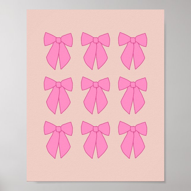 Peach And Pink Bows Coquette Poster (Front)