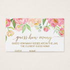 Peach and Pink Guess How Many Kisses Game Cards
