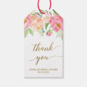 Peach and Pink Peony Flowers Thank You Favour Gift Tags (Front)