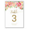 Peach and Pink Peony Flowers Wedding Table Number