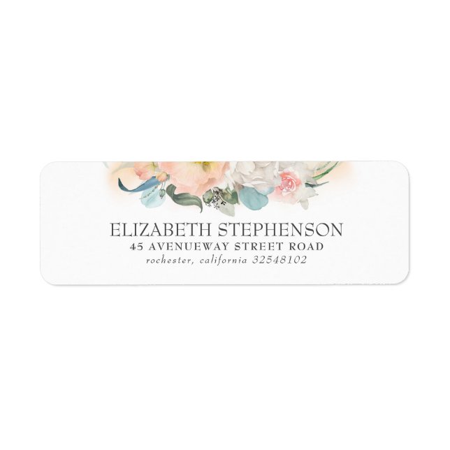 Peach and Pink Watercolor Flowers Elegant (Front)