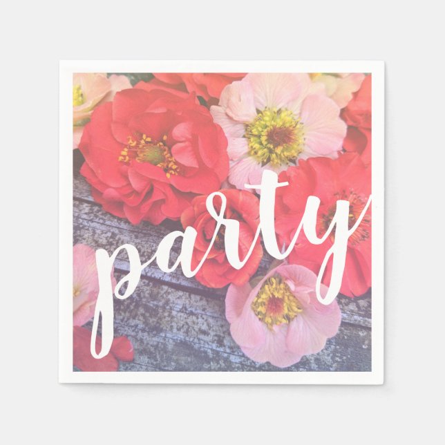 Peach and Poppy Party Napkin (Front)