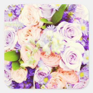 Peach and Purple Rose Wedding Stickers