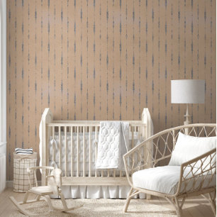 Peach and silver grey vintage striped pattern wallpaper