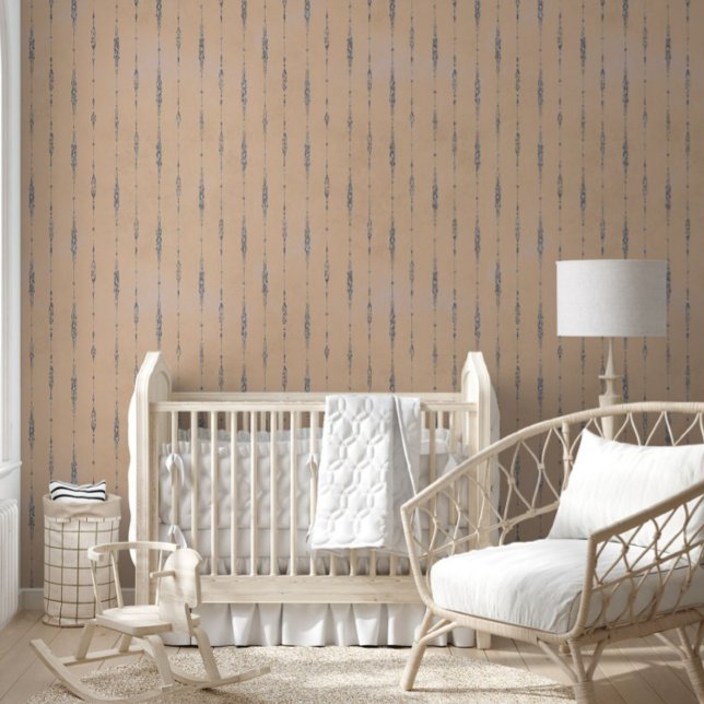 Peach and silver grey vintage striped pattern wallpaper (Creator Uploaded)