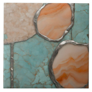 Peach and Silver stone texture Tile
