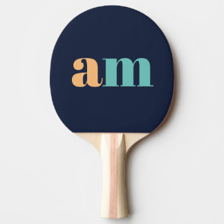 Peach and turquoise elegant monogram design ping pong paddle