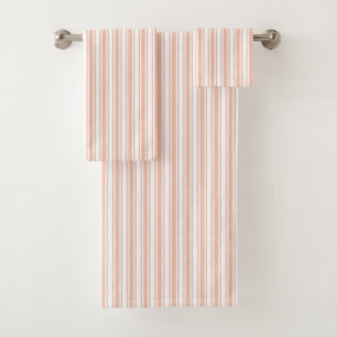 Peach and white candy stripes bath towel set