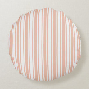 Peach and white candy stripes round pillow