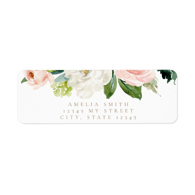 Peach and White Floral Return Address Labels (Front)