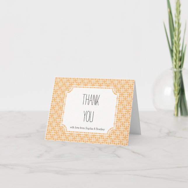 Peach and White Geometric Squares Thank you (Front)