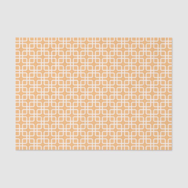 Peach and White Geometric Squares Tissue Paper (Front)