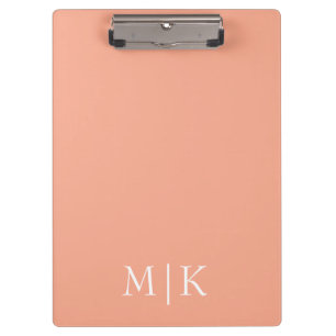Peach and White   Modern Monogram Clipboard