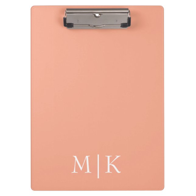 Peach and White | Modern Monogram Clipboard (Front)
