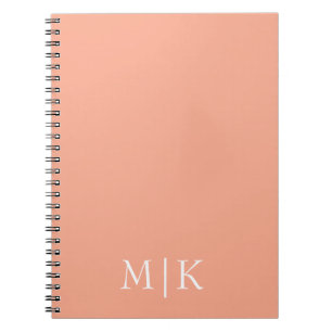 Peach and White   Modern Monogram Notebook