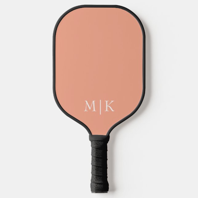 Peach and White | Modern Monogram Pickleball Paddle (Front)