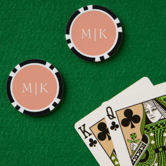 Peach and White | Modern Monogram Poker Chips