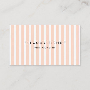 Peach and White Pinstripes Pattern Modern Business Card