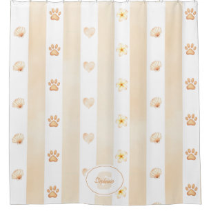 Peach and White Stripe - Hearts, Flower, Paw Print