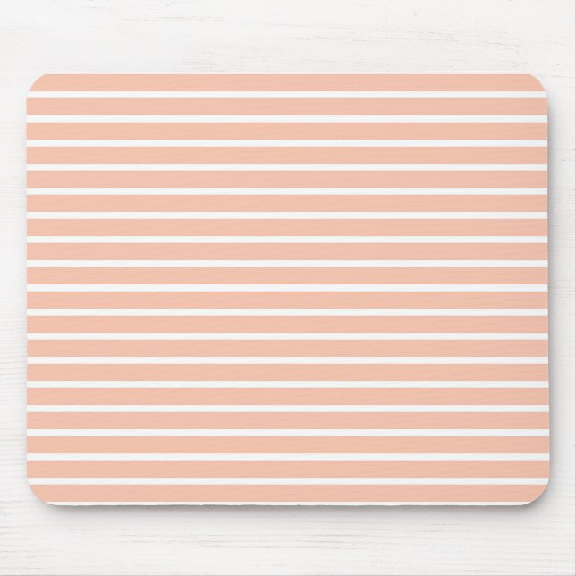 Peach and White Stripes Mouse Pad (Front)