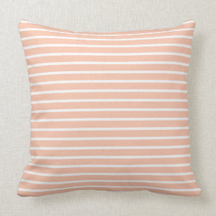 Peach and White Stripes Throw Pillow
