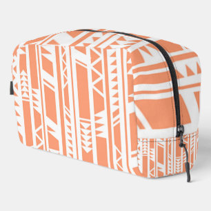 Peach and white tribal print pattern dopp kit