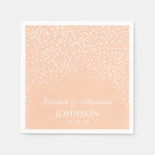 Peach and White Wedding Confetti Pattern Napkin