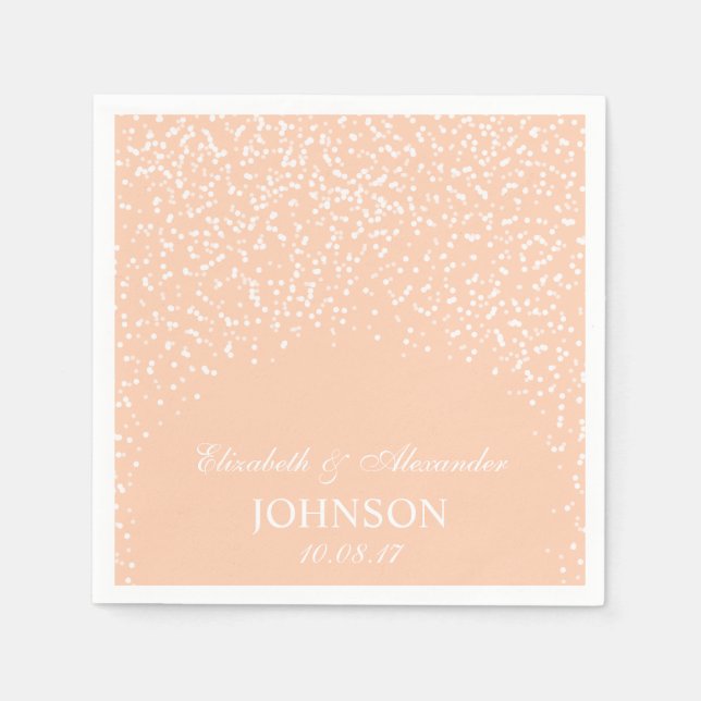 Peach and White Wedding Confetti Pattern Napkin (Front)