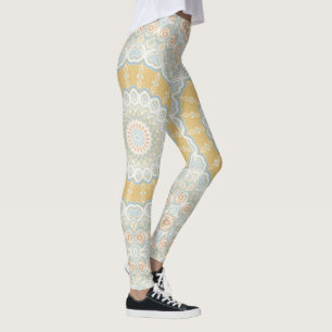 Peach and Yellow Spring Mandala Design Leggings