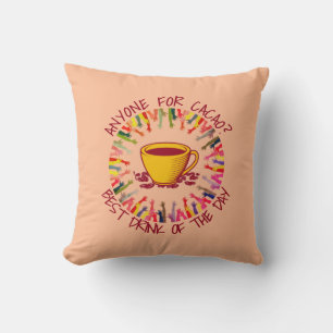 Peach ANYONE FOR CACAO Customizable Throw Pillow