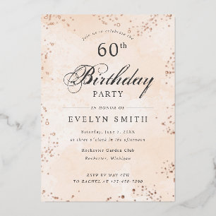 Peach apricot 60th birthday party rose gold