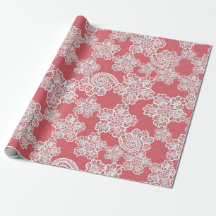 PEACH APRICOT LACE MOTIF WRAPPING PAPIER CADEAU