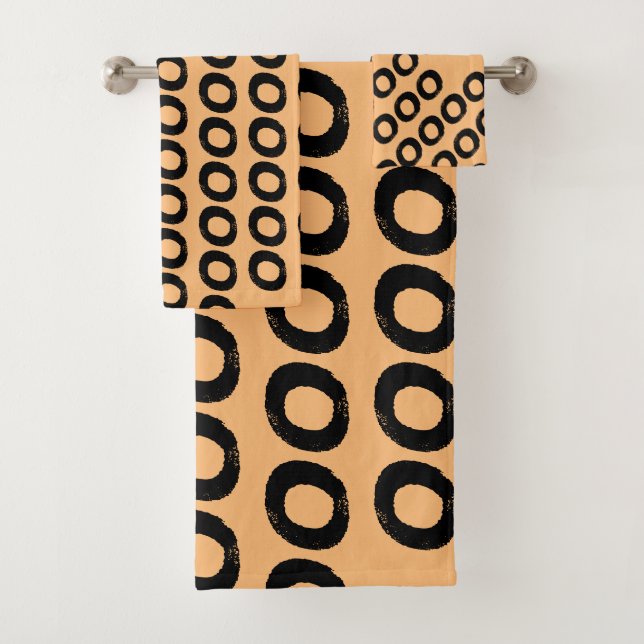 Peach Apricot Minimal Modern Bath Towel Set (Insitu)