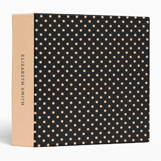 Peach Apricot Polka Dots on a Black Background Binder