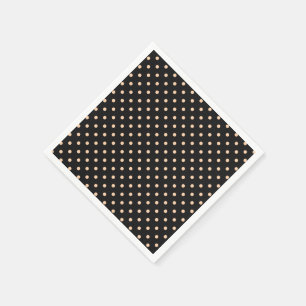 Peach Apricot Polka Dots on a Black Background Napkin