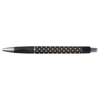 Peach Apricot Polka Dots on a Black Background Pen