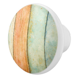 Peach Aqua Gold Natural Geometric Artistic Home Ceramic Knob
