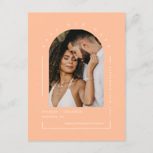 Peach Arch Photo QR Code Save Our Date Postcard