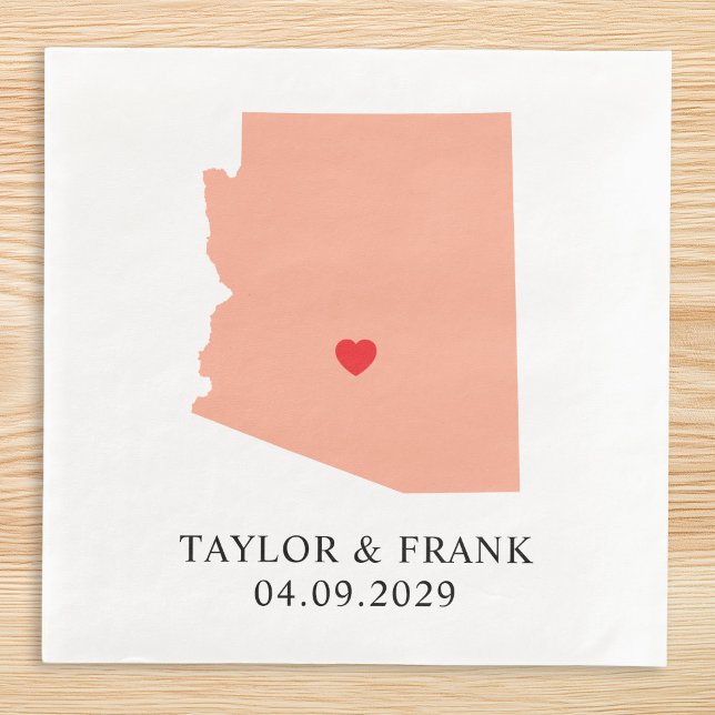 Peach Arizona Wedding Napkin (Peach Arizona Wedding Paper Dinner Napkins)