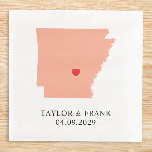 Peach Arkansas Wedding Napkin