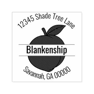 Peach Artwork Circular Address Name Custom Self-inking Stamp
