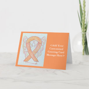 Peach Awareness Ribbon Angel Personalized Cards